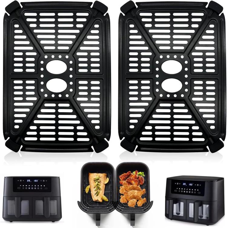 2pcs /Pack Crisper Tray & Drip Pan for Holstein Housewares 8.4QT Dual Basket Digital Air Fryer