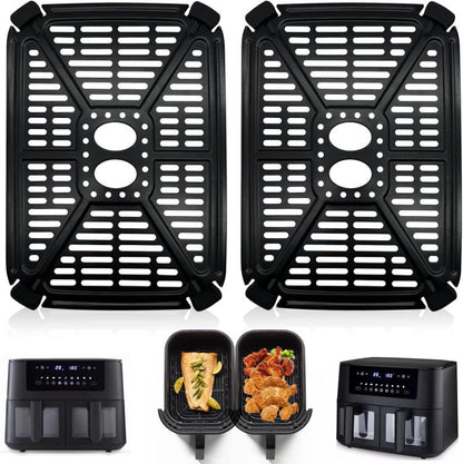 2pcs /Pack Crisper Tray & Drip Pan for Holstein Housewares 8.4QT Dual Basket Digital Air Fryer