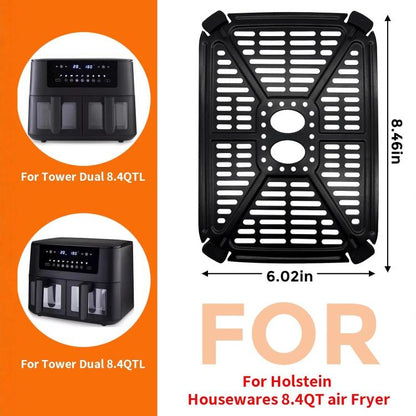2pcs /Pack Crisper Tray & Drip Pan for Holstein Housewares 8.4QT Dual Basket Digital Air Fryer