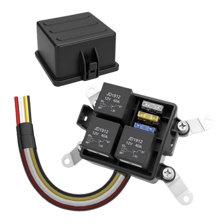 Car Pre-Wired Waterproof Fuse Relay Box Automotive Fuse Relay Holder, 24V 4-Pin, 24V 5-Pin, 12V 4-Pin, 12V 5-Pin