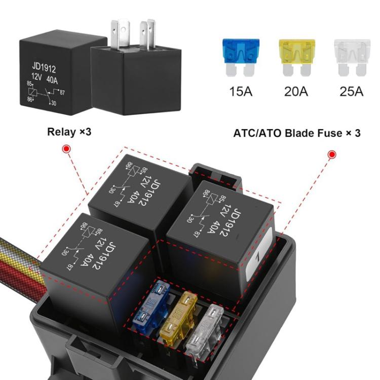 Car Pre-Wired Waterproof Fuse Relay Box Automotive Fuse Relay Holder, 24V 4-Pin, 24V 5-Pin, 12V 4-Pin, 12V 5-Pin