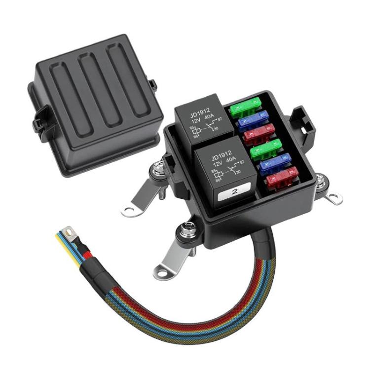 Car 6-Way Pre-Wired Waterproof Fuse Relay Box Automotive Fuse Relay Holder, 12V 5-Pin, 24V 4-Pin, 24V 5-Pin, 12V 4-Pin