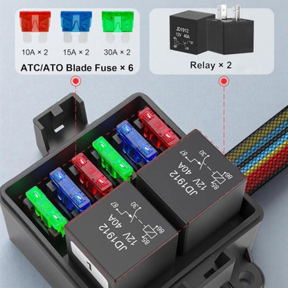 Car 6-Way Pre-Wired Waterproof Fuse Relay Box Automotive Fuse Relay Holder, 12V 5-Pin, 24V 4-Pin, 24V 5-Pin, 12V 4-Pin