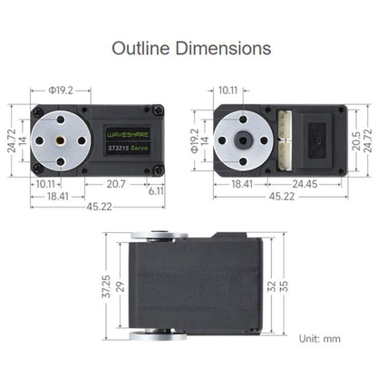 WAVESHARE High-Precision High-Torque 360-Degree Magnetic Encoder Serial Bus Servo Motor, 33014