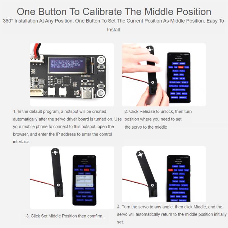 WAVESHARE High-Precision High-Torque 360-Degree Magnetic Encoder Serial Bus Servo Motor, 22414