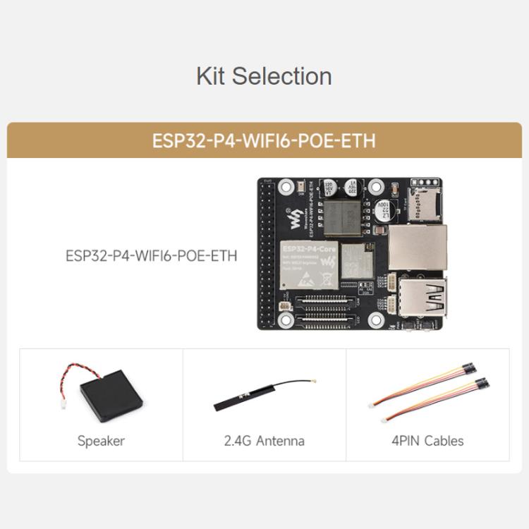 WAVESHARE ESP32-P4-WIFI6-POE-ETH Development Board Supports Power Over Ethernet (PoE), Basic Package