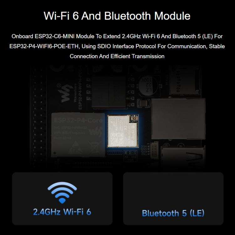 WAVESHARE ESP32-P4-WIFI6-POE-ETH Development Board Supports Power Over Ethernet (PoE), Basic Package