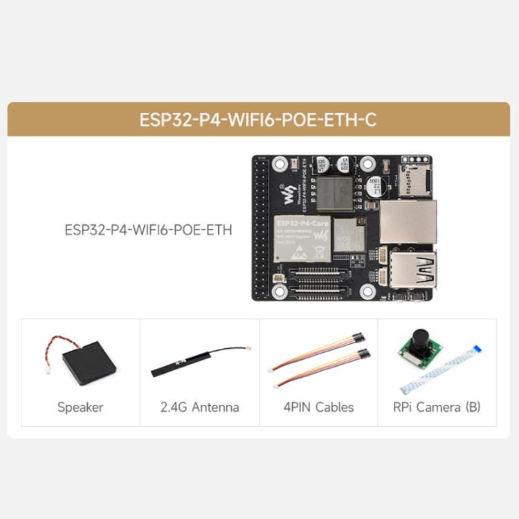 Carte de développement WAVESHARE ESP32-P4-WIFI6-POE-ETH, prend en charge l'alimentation par Ethernet (PoE), Pack C