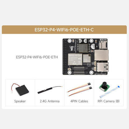 Carte de développement WAVESHARE ESP32-P4-WIFI6-POE-ETH, prend en charge l'alimentation par Ethernet (PoE), Pack C