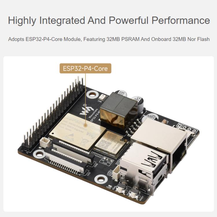 Carte de développement WAVESHARE ESP32-P4-WIFI6-POE-ETH, prend en charge l'alimentation par Ethernet (PoE), Pack C