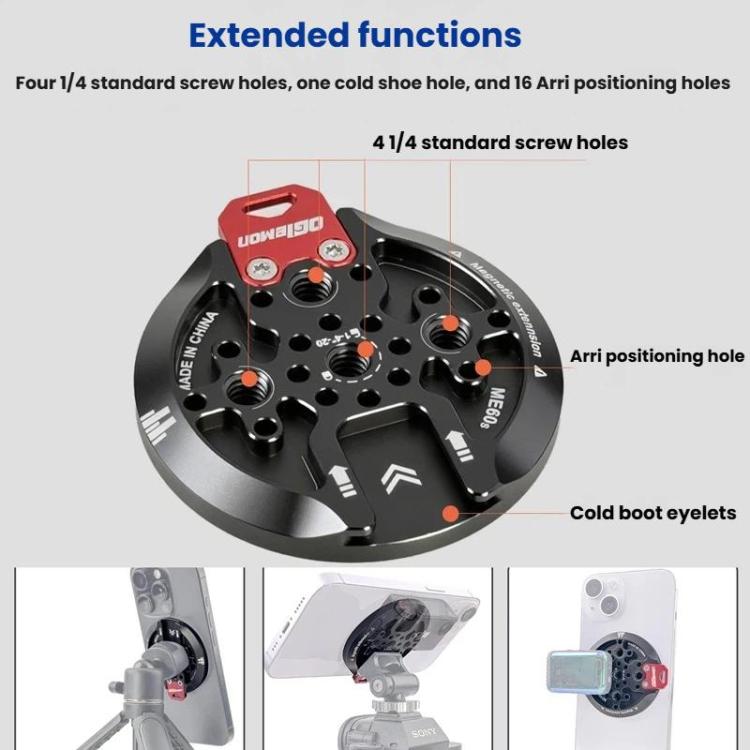 Magnetic Phone Mount Base Cold Shoe Tripod Aluminum Alloy Photography Selfie Stick 1/4 inch Arca-Style Mounting Base Suction Cup, Base