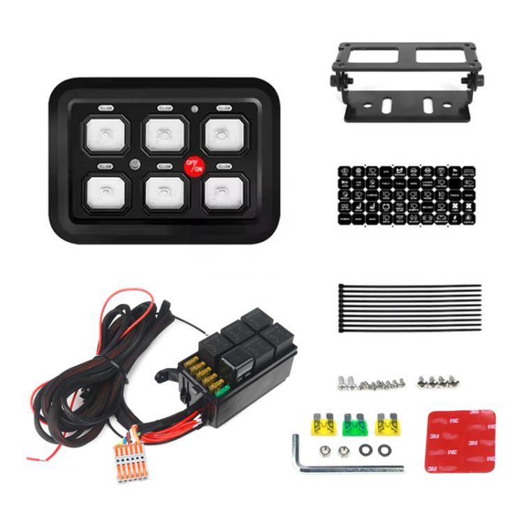 Car Modified Spotlight Control Switch Assembly Panel Button Switch, 6 Gang, 8 Gang