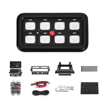 Car Modified Spotlight Control Switch Assembly Panel Button Switch, 6 Gang, 8 Gang