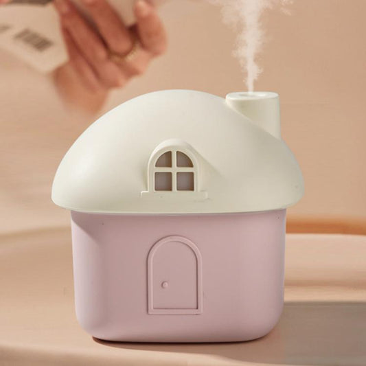 Mini humidificateur de bureau silencieux USB en forme de petite maison avec lumières colorées