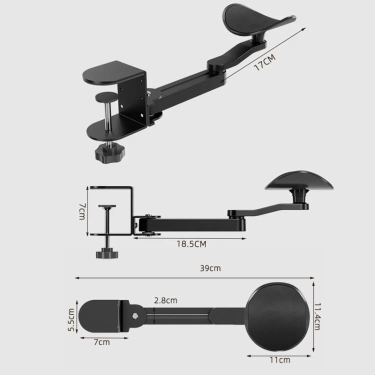 Ergonomic Computer Desk Arm Rest 360-degree Rotating Desk Clamp Arm Support Bracket Keyboard Armrest Extender