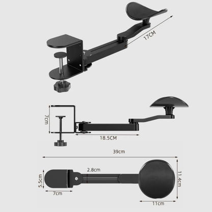 Ergonomic Computer Desk Arm Rest 360-degree Rotating Desk Clamp Arm Support Bracket Keyboard Armrest Extender