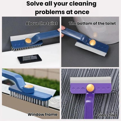 Multifunctional Rotatable Gap Cleaning Brush Glass Scraper For Bathroom Window Floor