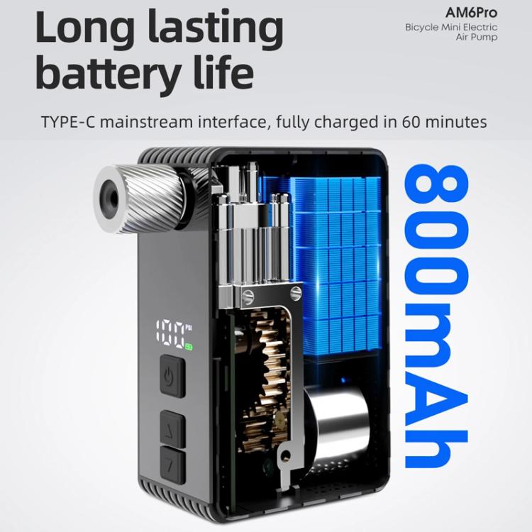 Mini Inflatable Pump Portable High-Pressure Brushless Electric Bike Air Pump With Display, AM6pro