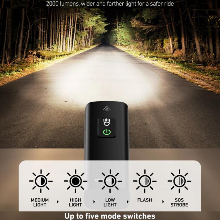 High-Capacity Rechargeable Bike Headlight Powerful Night Riding Flashlight, BR2000