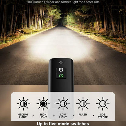 High-Capacity Rechargeable Bike Headlight Powerful Night Riding Flashlight, BR2000