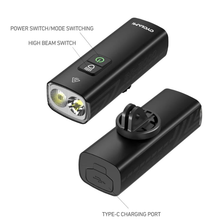 High-Capacity Rechargeable Bike Headlight Powerful Night Riding Flashlight, BR2000