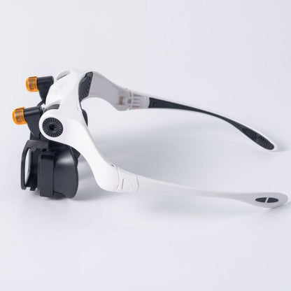 USB Rechargeable Headband Magnifier With 5 Interchangeable Lens Pairs 2X 4X 6X 10X 13X And Dual LED Lights, RJS223-21SXC