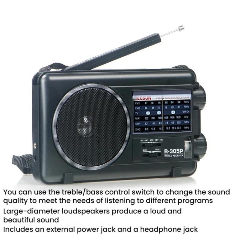 TECSUN R-305P Radio pleine bande portable avec cadran analogique rétro DSP, R-305P