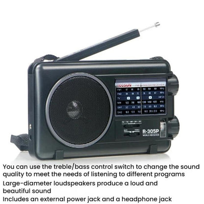 TECSUN R-305P Radio pleine bande portable avec cadran analogique rétro DSP, R-305P