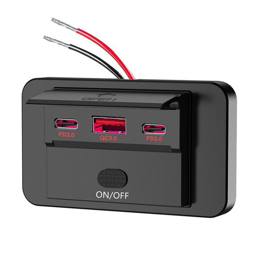 Cargador USB de carga rápida para coche One To Three PD3.0 / QC3.0