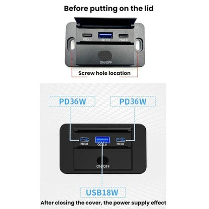 One To Three PD3.0 / QC3.0 Car Fast Charging USB Retrofit Charger