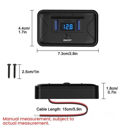 One To Three Car Fast Charger With Built-in Voltage Display With Waterproof Cover