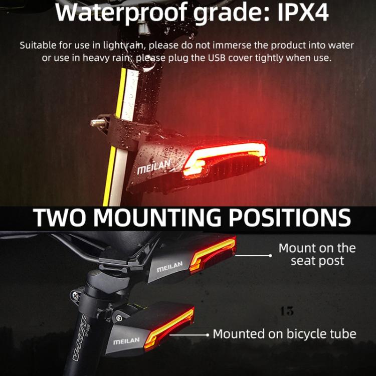 Smart Remote-Controlled Cycling Laser Tail Light Bicycle Turn Signal LED Warning Light, MEILAN X5
