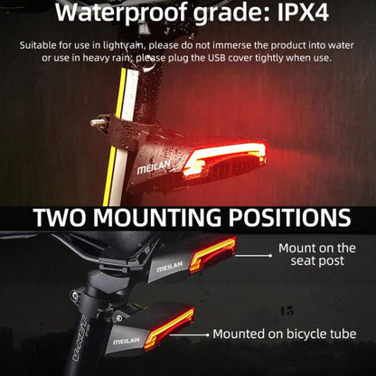 Smart Remote-Controlled Cycling Laser Tail Light Bicycle Turn Signal LED Warning Light, MEILAN X5