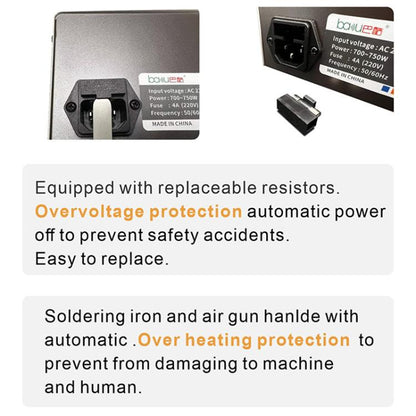 BAKU BA-909A+ 800W Digital Hot Air Rework Station & Soldering Iron 2-in-1, with Temp Lock, Sleep Mode for Phone/PCB Repair, 110V US Plug, 220V EU Plug