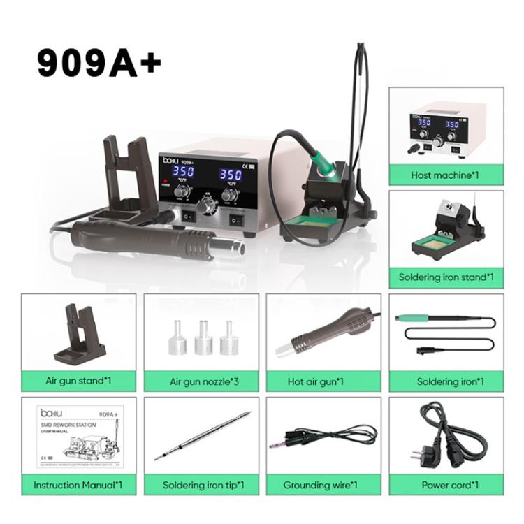 BAKU BA-909A+ 800W Digital Hot Air Rework Station & Soldering Iron 2-in-1, with Temp Lock, Sleep Mode for Phone/PCB Repair, 110V US Plug, 220V EU Plug