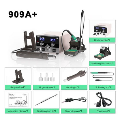 BAKU BA-909A+ 800W Digital Hot Air Rework Station & Soldering Iron 2-in-1, with Temp Lock, Sleep Mode for Phone/PCB Repair, 110V US Plug, 220V EU Plug