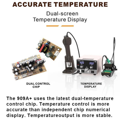 BAKU BA-909A+ 800W Digital Hot Air Rework Station & Soldering Iron 2-in-1, with Temp Lock, Sleep Mode for Phone/PCB Repair, 110V US Plug, 220V EU Plug