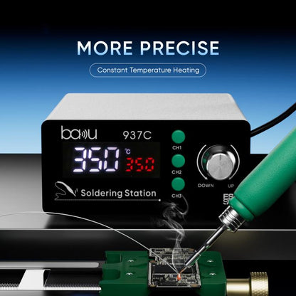 BAKU BA-937C 120W LCD Soldering Station, 3 Temp Preset Channels Thermostatic Electric Soldering Iron Kit, 110V US Plug, 220V EU Plug