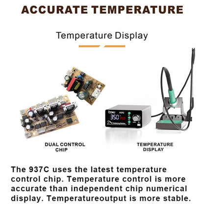 BAKU BA-937C 120W LCD Soldering Station, 3 Temp Preset Channels Thermostatic Electric Soldering Iron Kit, 110V US Plug, 220V EU Plug