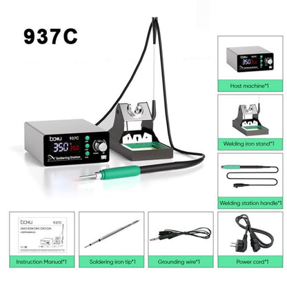 BAKU BA-937C 120W LCD Soldering Station, 3 Temp Preset Channels Thermostatic Electric Soldering Iron Kit, 110V US Plug, 220V EU Plug