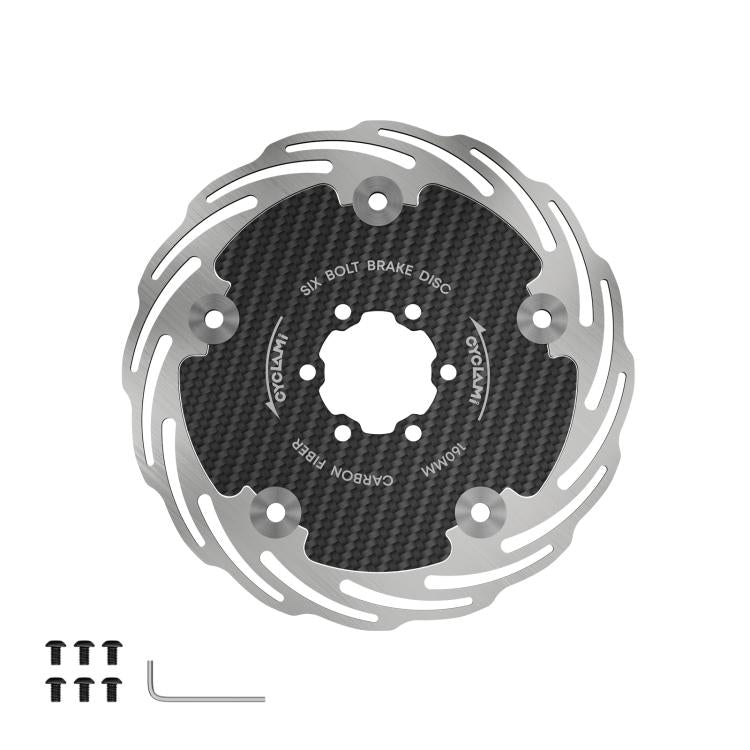 Fully Enclosed Bike Six-Hole Carbon Fiber Brake Disc, CYCLAMI CAR6 160mm, CYCLAMI CAR6 180mm