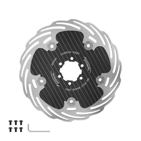 Disco de freno de fibra de carbono de seis orificios totalmente cerrado para bicicleta, CYCLAMI CAR6 160 mm, CYCLAMI CAR6 180 mm