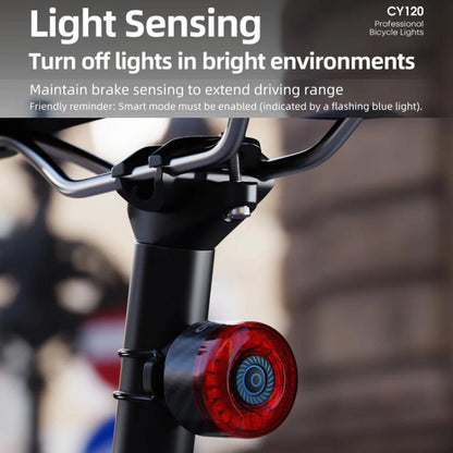 Bicycle Smart Braking Carbon Fiber Vibration Sensing Rear Light Warning Light, CY120