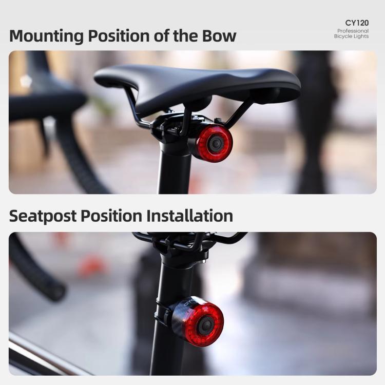 Bicycle Smart Braking Carbon Fiber Vibration Sensing Rear Light Warning Light, CY120