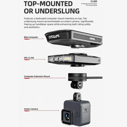 Bike Daytime Running Light With Speedometer Interface Outdoor Cycling Nighttime High-Intensity Light, CL350