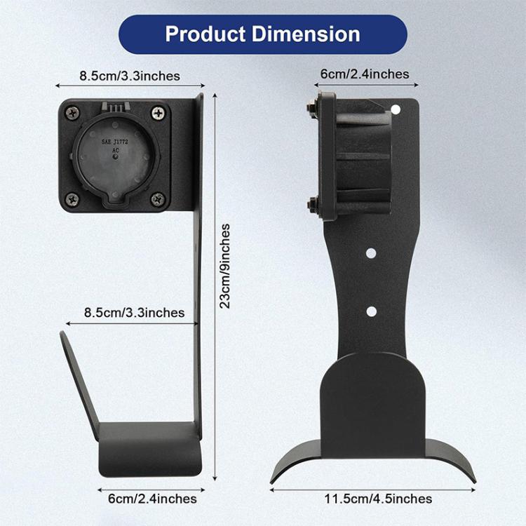 Electric Vehicle Charger Holder Wall-Mounted Bracket For J1772 Connector, Wall-Mounted