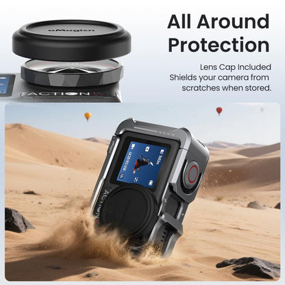 For DJI OSMO Action 5 Pro /4/3 aMagisn Metal Camera Cage2.0 Quick Release Protective Frame with Silicone Lens Cap, Action 5 Pro /4/3 Metal Cage