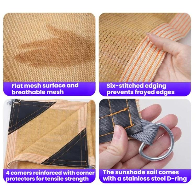 Outdoor Edged Sunshade Sail Patio Corner Reinforced Sun Protection Net, 2x4m, 4x6m, 5x5m