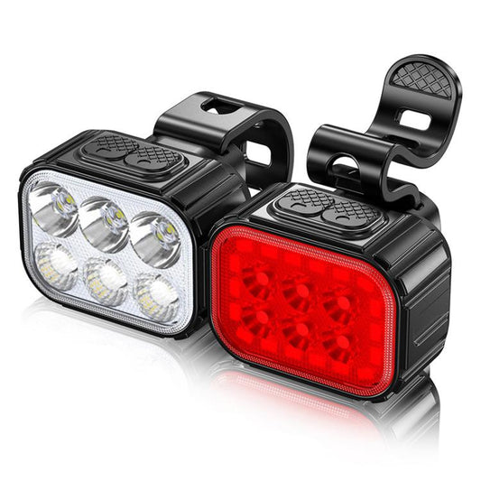 Bicycle Night Riding Warning Light Cycling Rechargeable Light, CYCLAMI Q6 Front Light+Tail Light