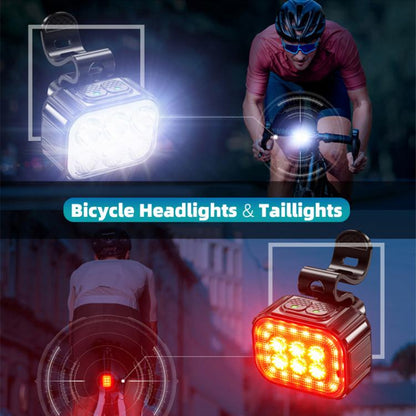 Bicycle Night Riding Warning Light Cycling Rechargeable Light, CYCLAMI Q6 Front Light+Tail Light